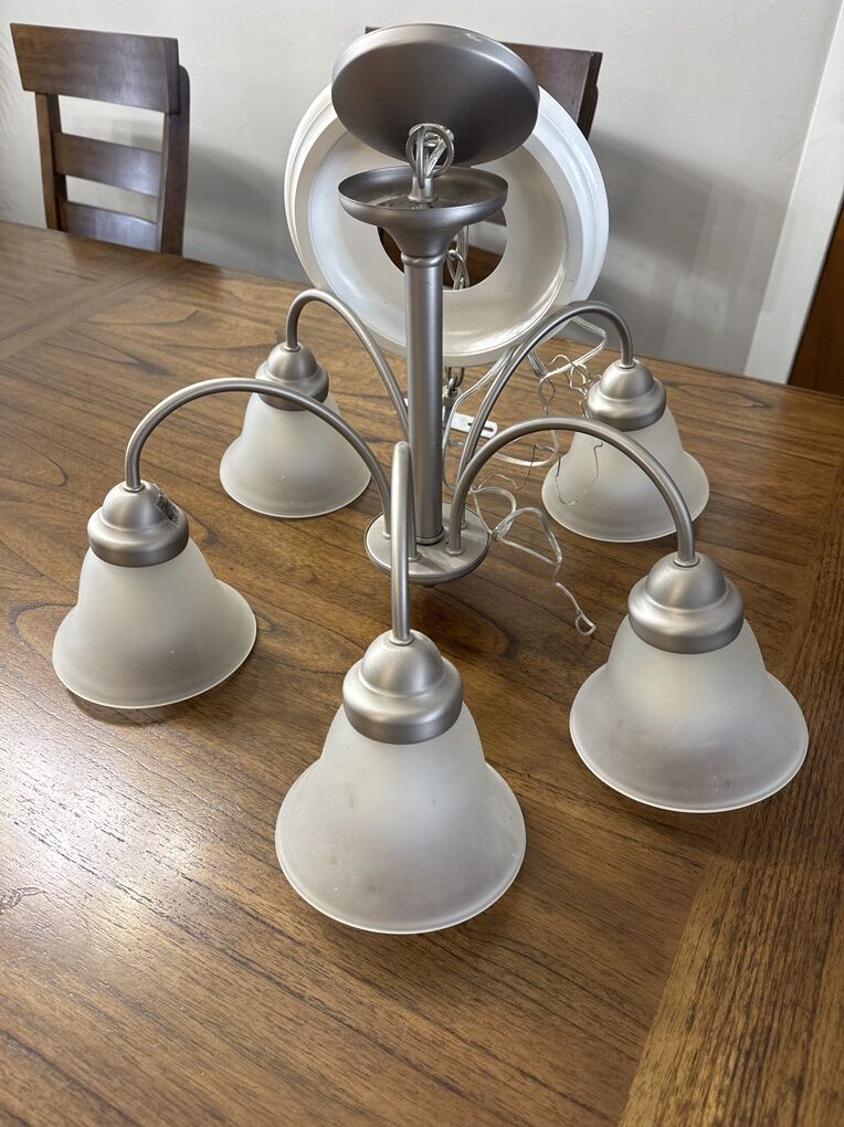 Hanging Brushed Nickel 5 socket Light Fixture