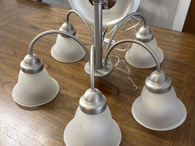 Hanging Brushed Nickel 5 socket Light Fixture