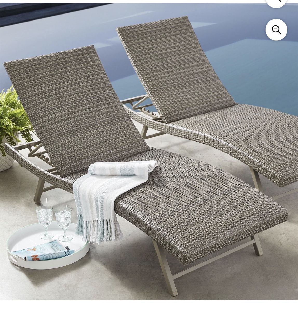Member's Mark Padded Wicker Chaise Lounger, Set of 2