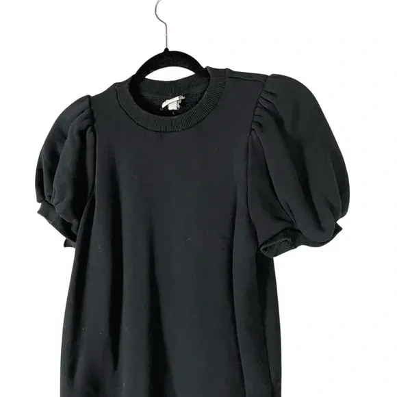 A New Day Black Puff Sleeve Short Sleeve Sweatshirt Top Size Small $15 cash/venmo in Draper