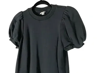 A New Day Black Puff Sleeve Short Sleeve Sweatshirt Top Size Small $15 cash/venmo in Draper