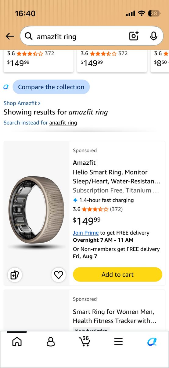 Amazfit Helio Smart Ring Titanium Alloy Health Fitness Tracker Size 12