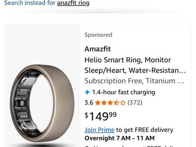 Amazfit Helio Smart Ring Titanium Alloy Health Fitness Tracker Size 12