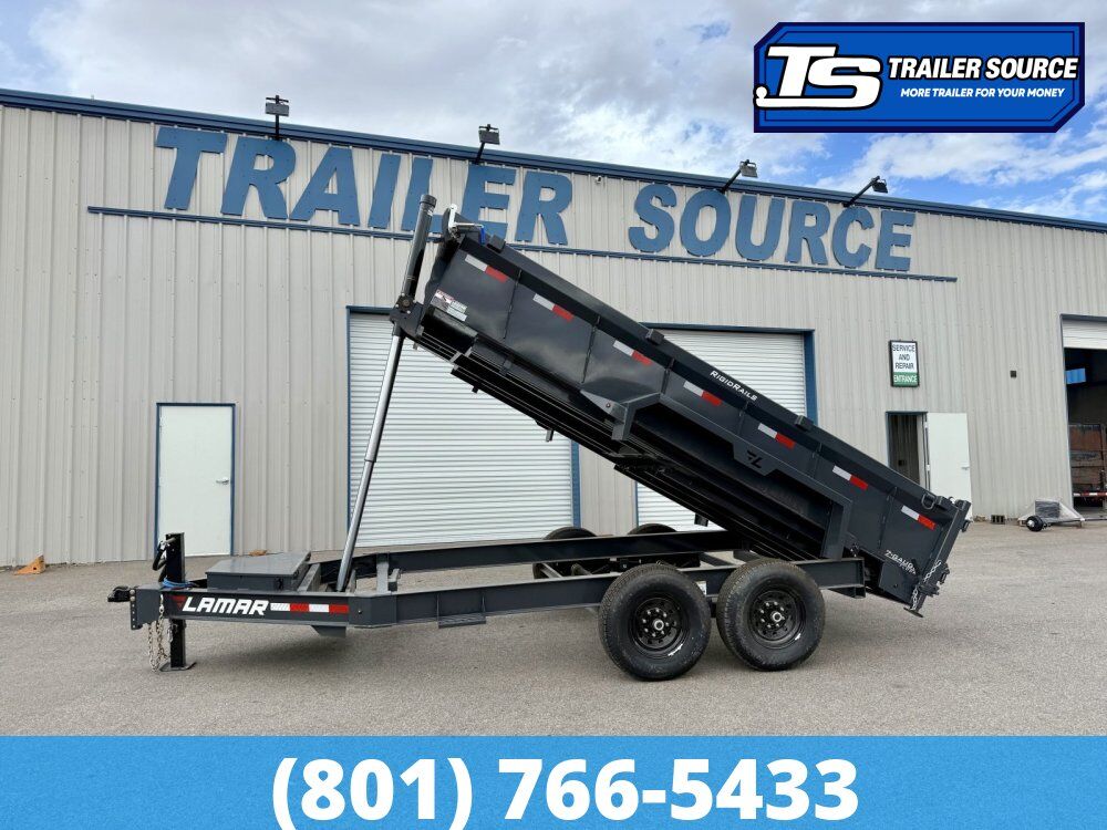 7x14 Lamar DT Dump Trailer - 24" Sides - 14K GVWR - 7 Gauge Floor, Telescopic