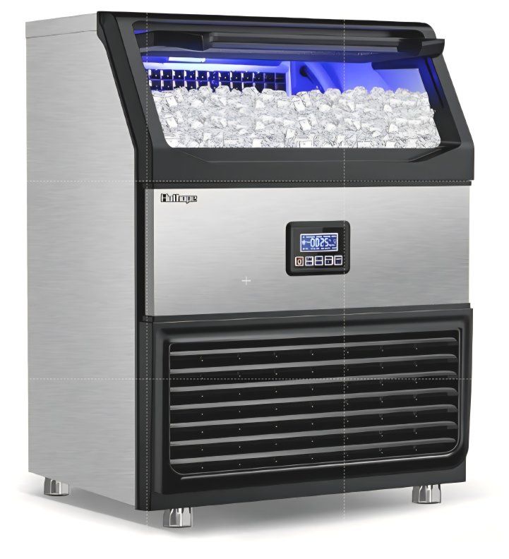 Commercial Ice Maker Machine 450LBS/24H with 77LBS Large Ice Storage Bin, 144Pcs Clear Ice Cubes in 11Mins, Stainless Steel Unde