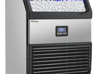 Commercial Ice Maker Machine 450LBS/24H with 77LBS Large Ice Storage Bin, 144Pcs Clear Ice Cubes in 11Mins, Stainless Steel Unde