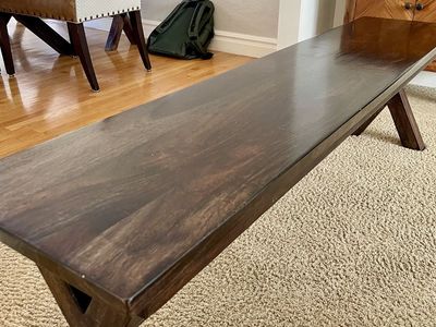 Solid Wood Bench 64in Beautiful Grain Heavy Sturdy