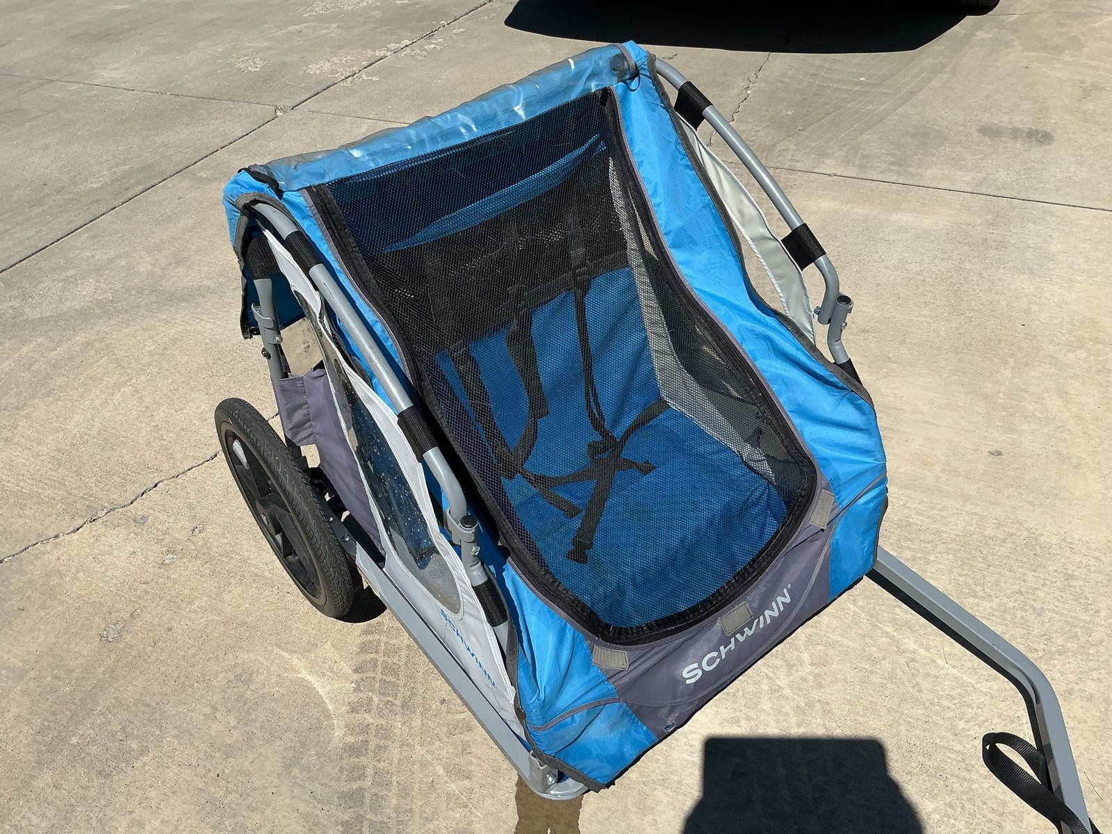 Schwinn Joyrider Bicycle Trailer - Blue/Gray, Single Child, Quick-Fold Design