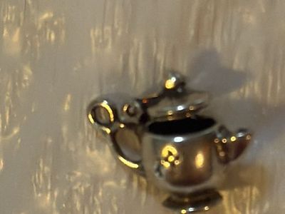 Sterling Silver Teapot Charm - Detailed Miniature Teapot with Hinged Lid
