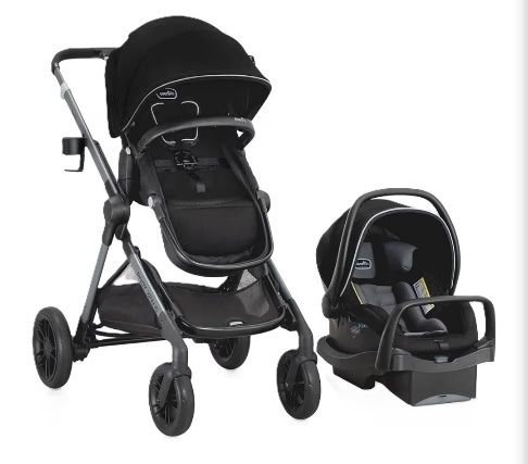 New Evenflo Pivot Xpand Modular Travel System with Infant Car Seat - Black