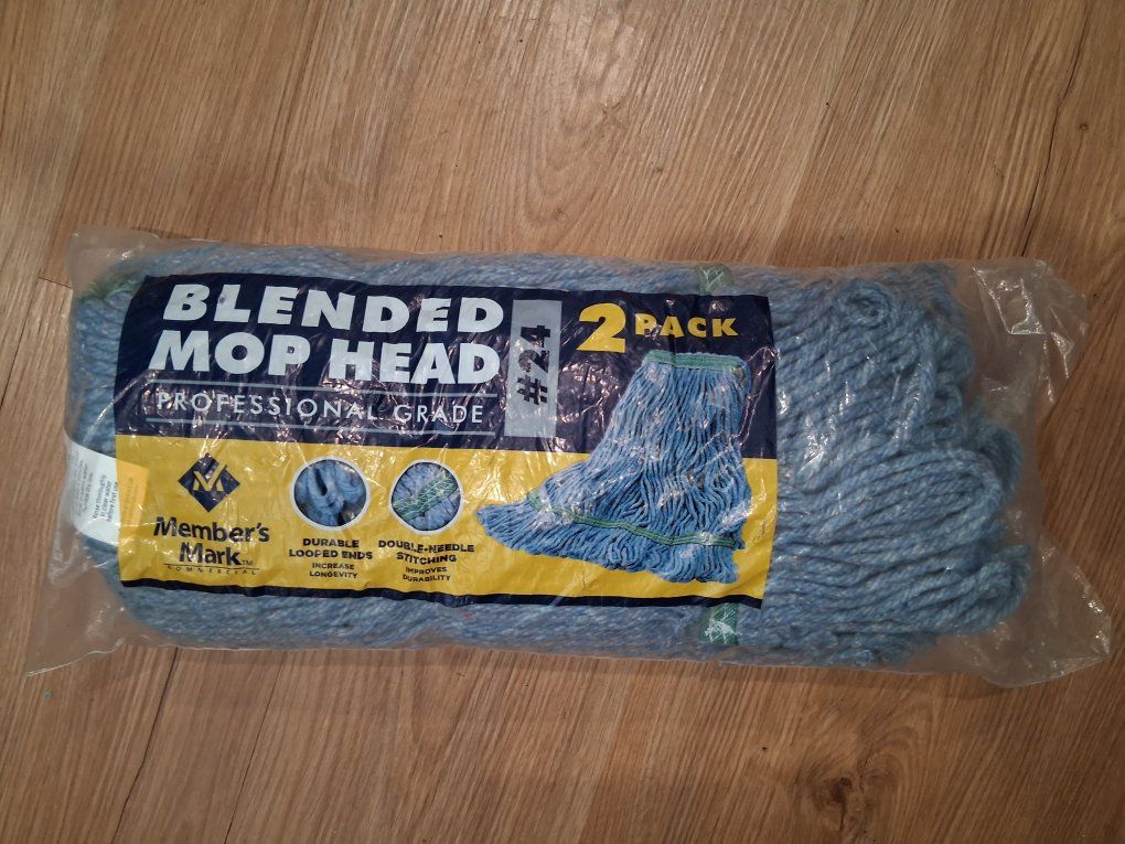 Member's Mark Commercial Blended Mop Head #24 Professional Grade 2 Pack - Blue