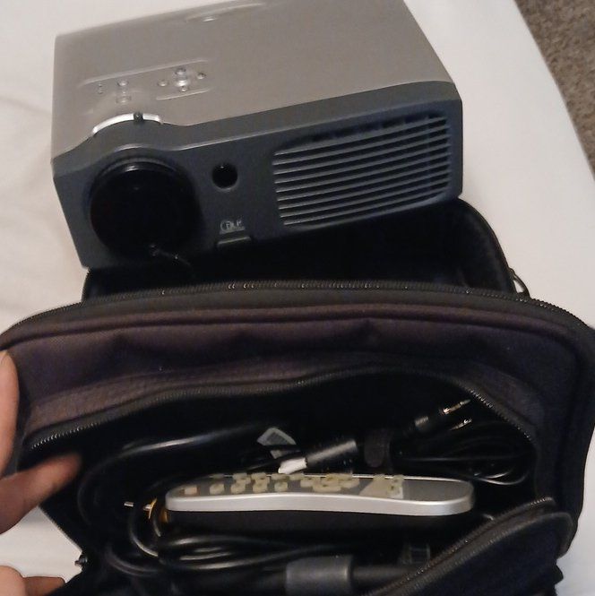 Optoma DLP Portable Projector with Carrying Case, Remote, and Cables