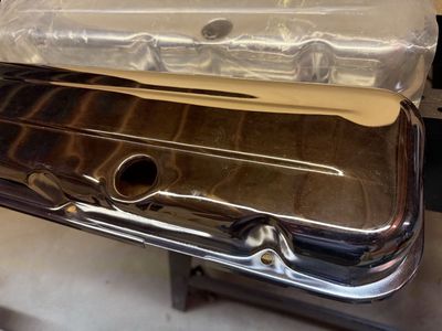 Pair of Chrome GM Valve Covers - New, Unused Engine Part