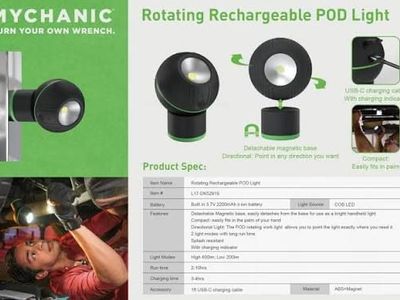 Mychanic Rotating Rechargeable POD Work Light with Magnetic Base