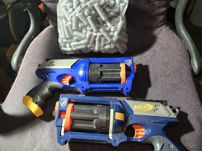 TWO modified NERF maverick revolver with darts