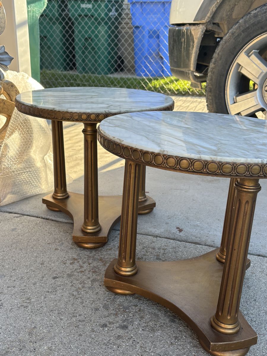 Round End Tables with Marble top