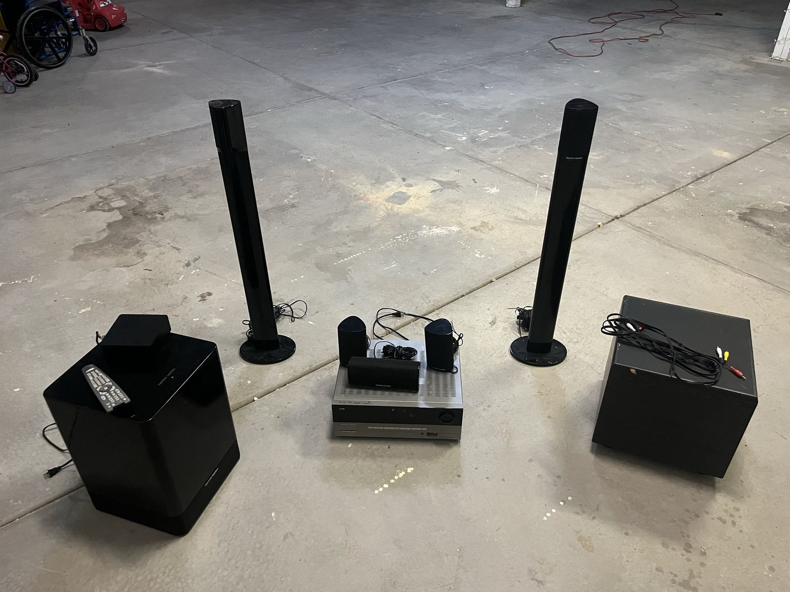 Home surround theatre system-Harmon Kardon HKTS 60 & two Harmon Kardon SAT-TS7 speakers & Denon AVR- 1610 receiver