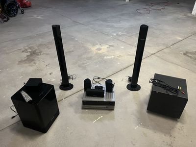 Home surround theatre system-Harmon Kardon HKTS 60 & two Harmon Kardon SAT-TS7 speakers & Denon AVR- 1610 receiver