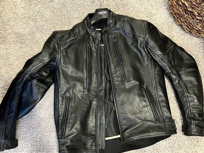 Street & Steel Black Leather Motorcycle Jacket Men's Size M - Excellent Condition