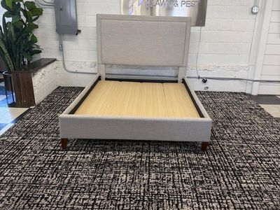 COSTCO WELDON QUEEN SIZE FABRIC UPHOLSTERED BED FRAME!!