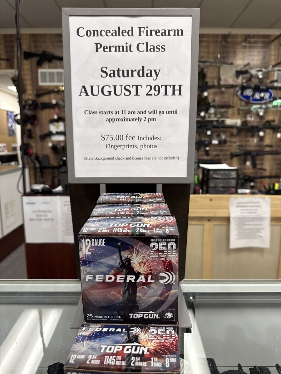 Concealed Firearm Permit Class!! Saturday AUGUST 29TH!!