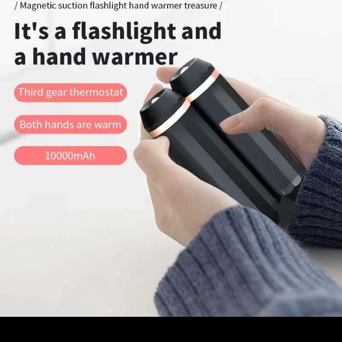 3-in-1 Electric Hand Warmer 2 pack with flashlight