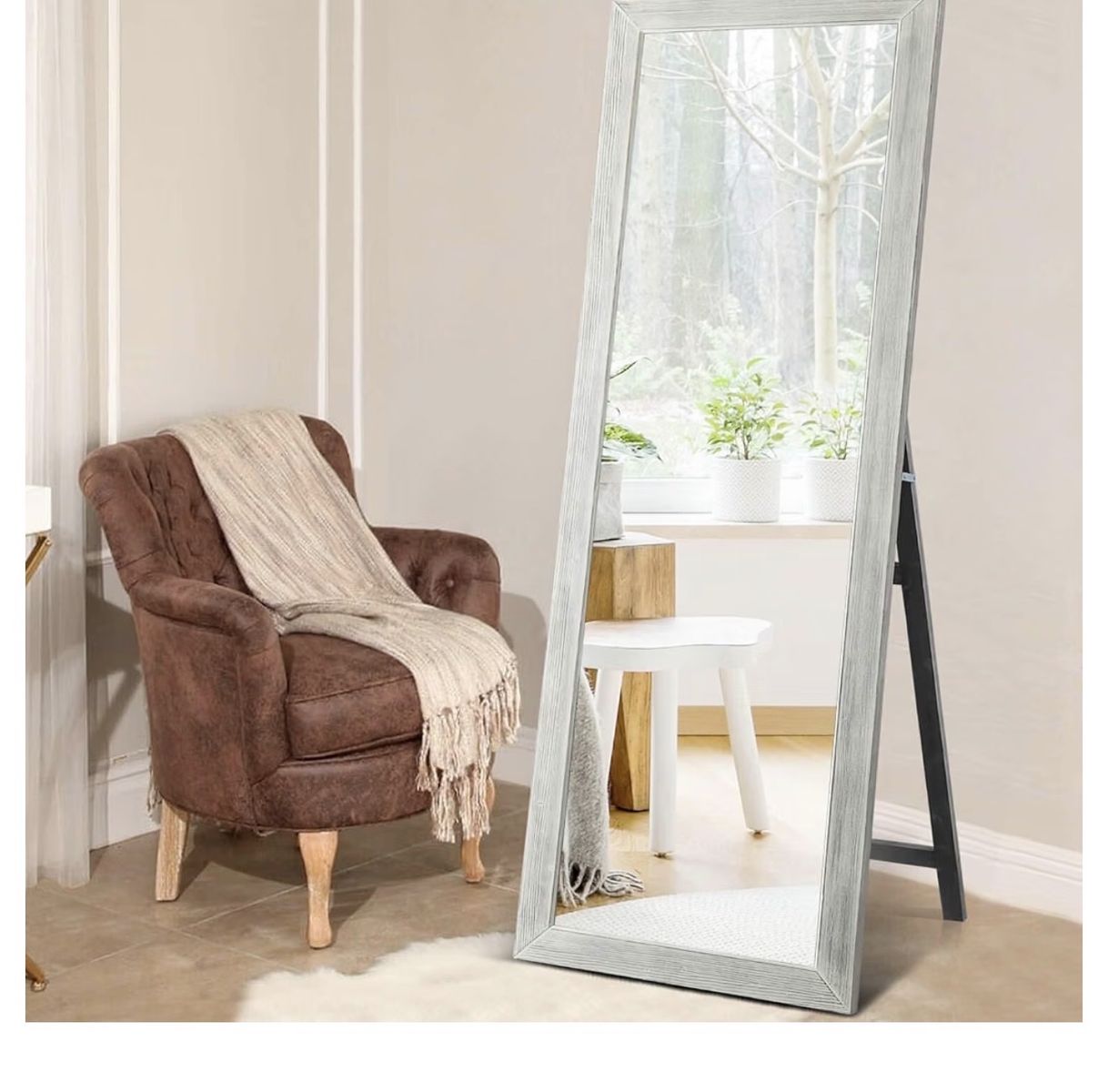 Elevens 65” x 22” Full-Length Floor Mirror – Grayish White