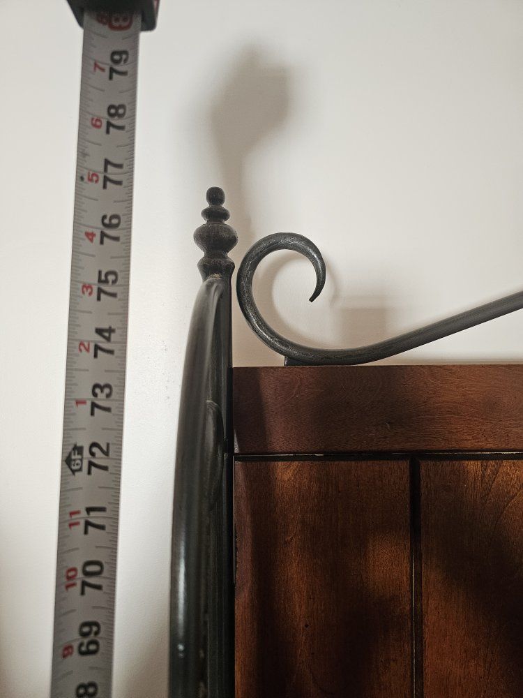 Solid Wood & Wrought Iron Farmhouse Hutch Cabinet | Rustic Buffet Sideboard Coffee Bar