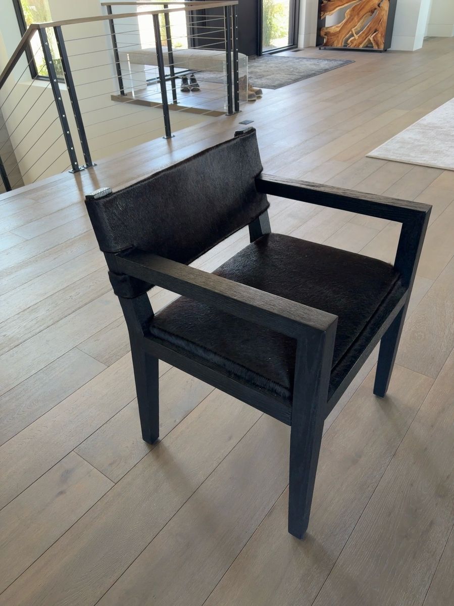 Set of 8 Contemporary Dining Chairs | 2 Arm + 6 Side | Hair-on-Hide Upholstery