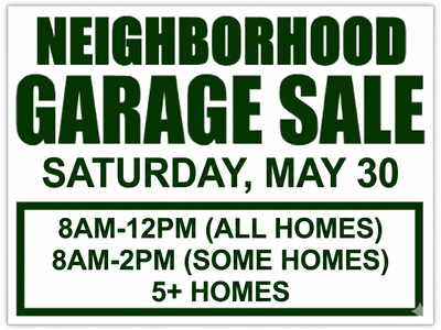 Neighborhood Garage Sale - 5/30 UPDATED