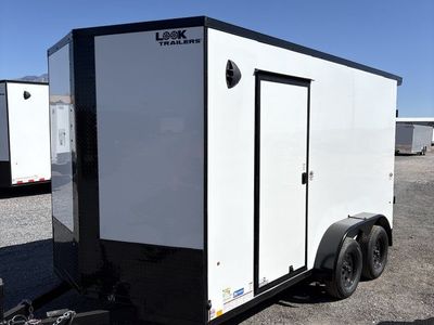 7x14 Look ST DLX Enclosed Cargo Trailer - 7'0" Interior - 7K GVWR - .080 PolyCor, Black Out Package, Roadside Door