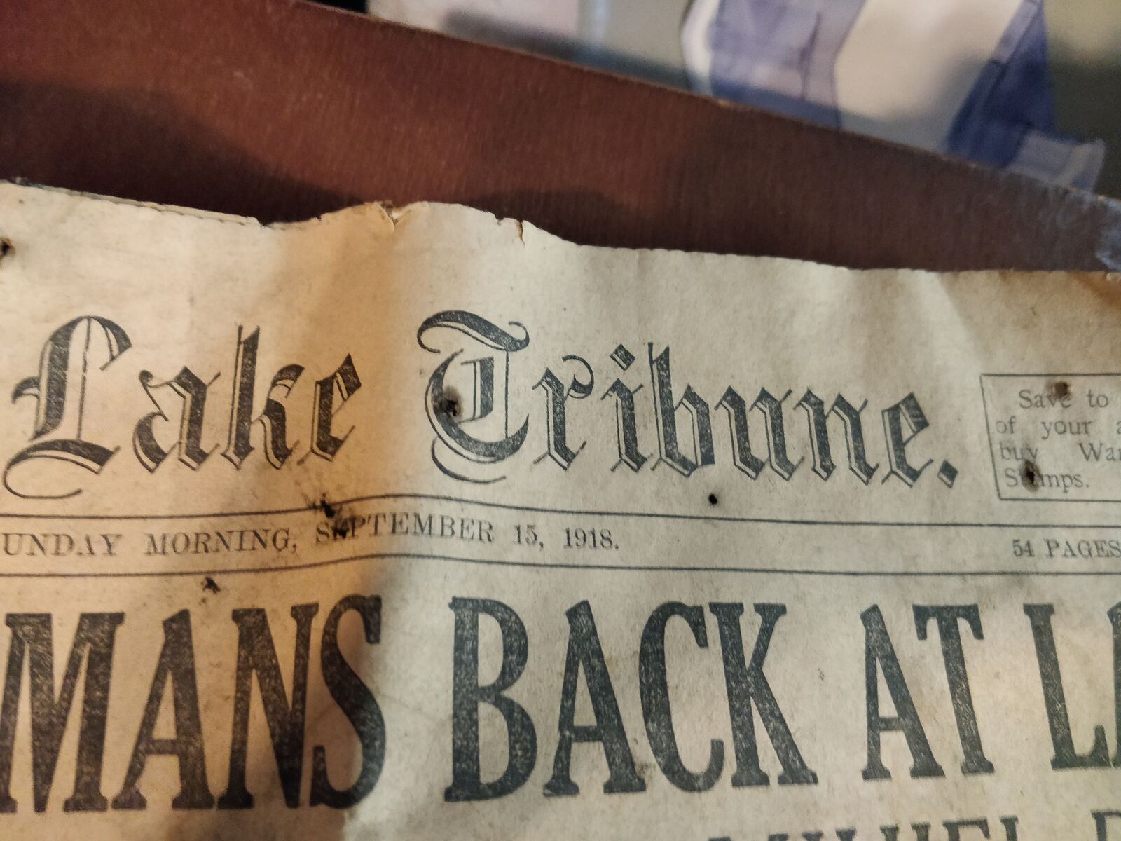 Salt Lake Tribune 9/15/1918 Newspaper