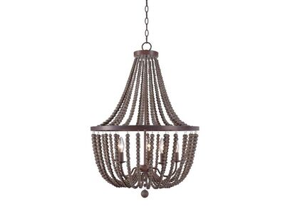 Kenroy Home Dumas 5 Light Wood Bead Chandelier