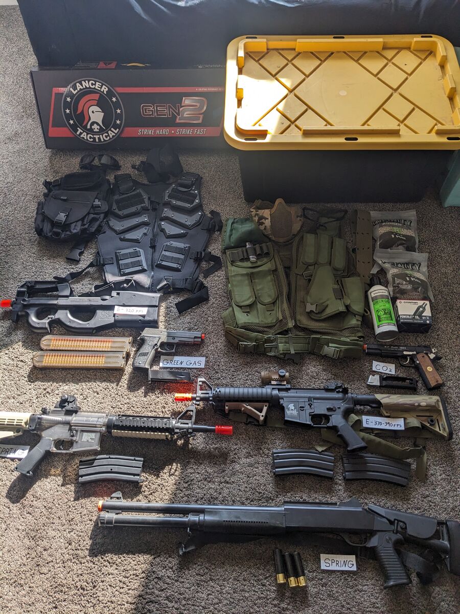 Airsoft guns and gear.