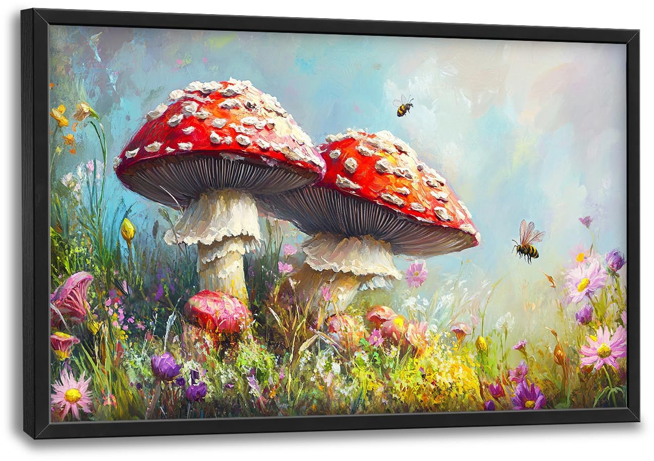 New Mushroom Wall Art Mushroom Pictures Wall Decor Cottagecore Plant Prints 36x24
