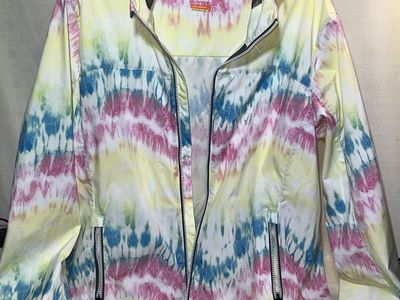 New Mens Tie-Dye Hooded Rain Jacket Windbreaker size L