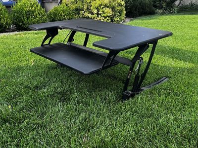 OBO Adjustable Standing Desk Converter - Black Ergonomic Sit-Stand Workstation