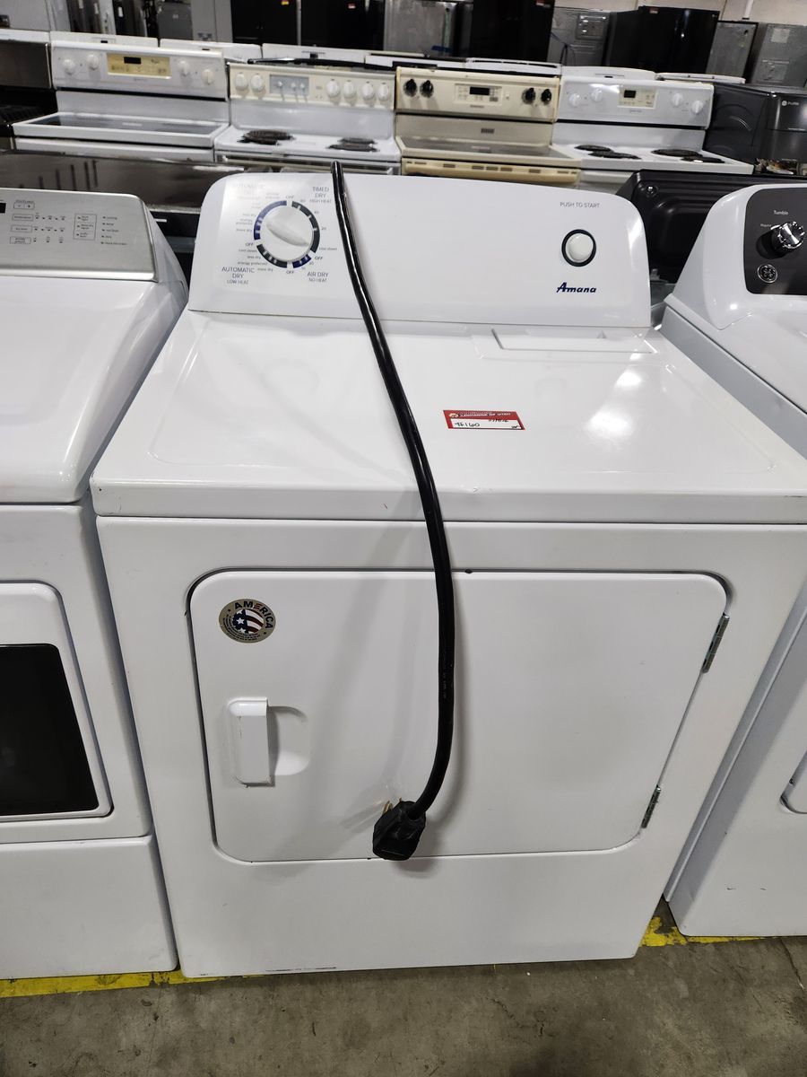 Amana White Electric Clothes Dryer - Top Load, Multiple Cycles, Good Condition