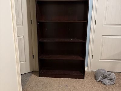 Dark Wood Tall Bookshelf with 5 Shelves