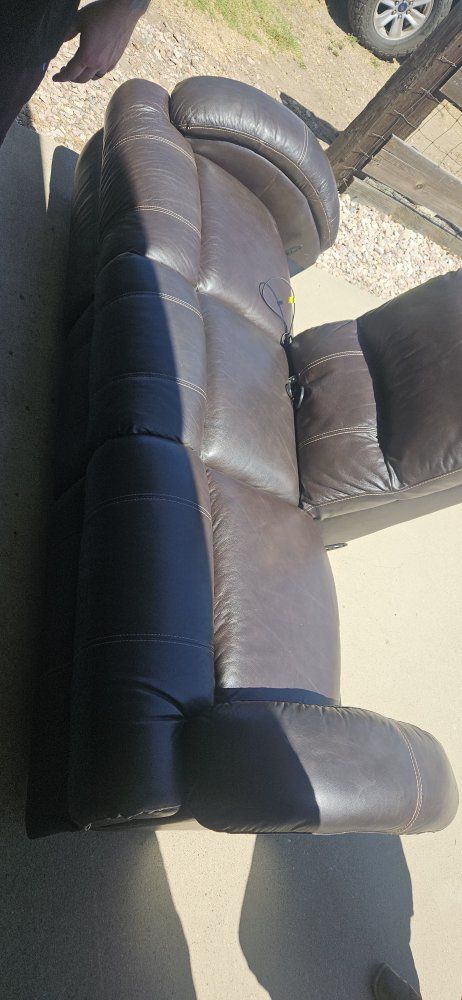 Brown Leather Power Reclining Sofa