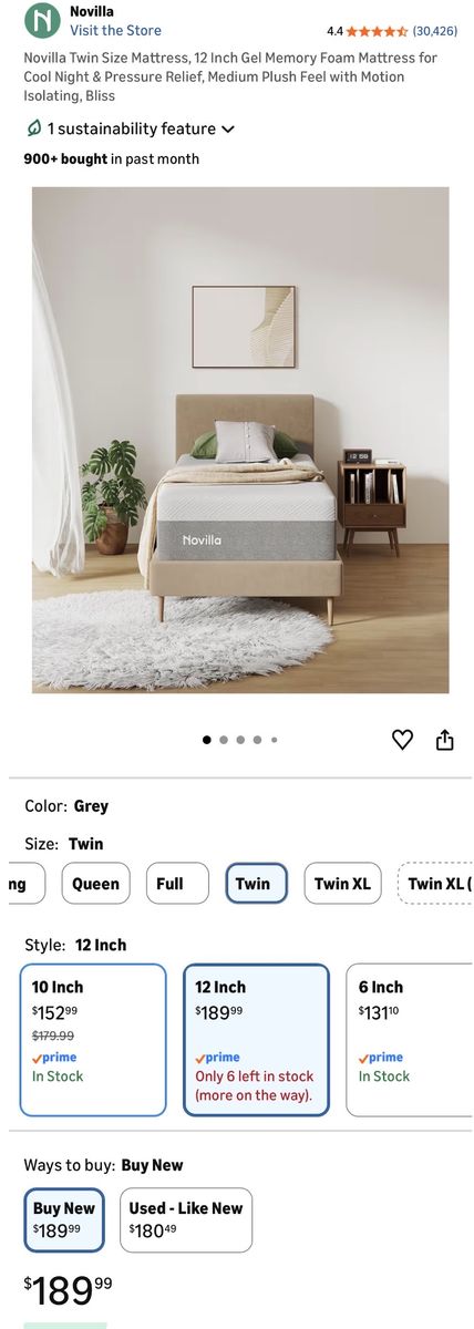 Novilla twin mattress