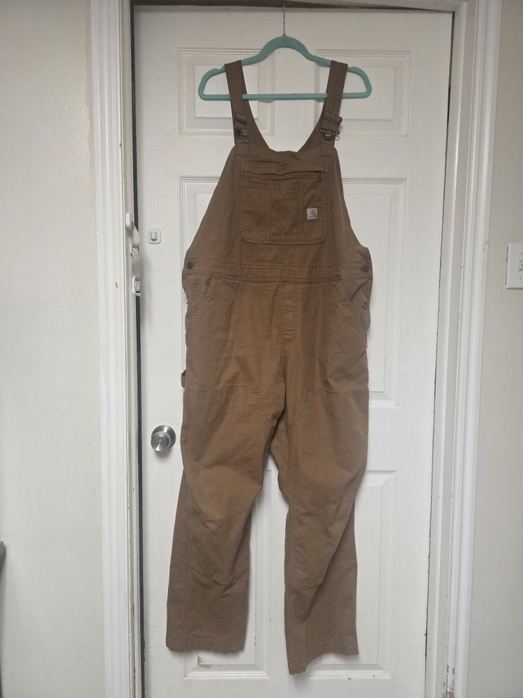 Carhartt Brown Denim Overalls - Adjustable Straps - Excellent Condition (women size XL)