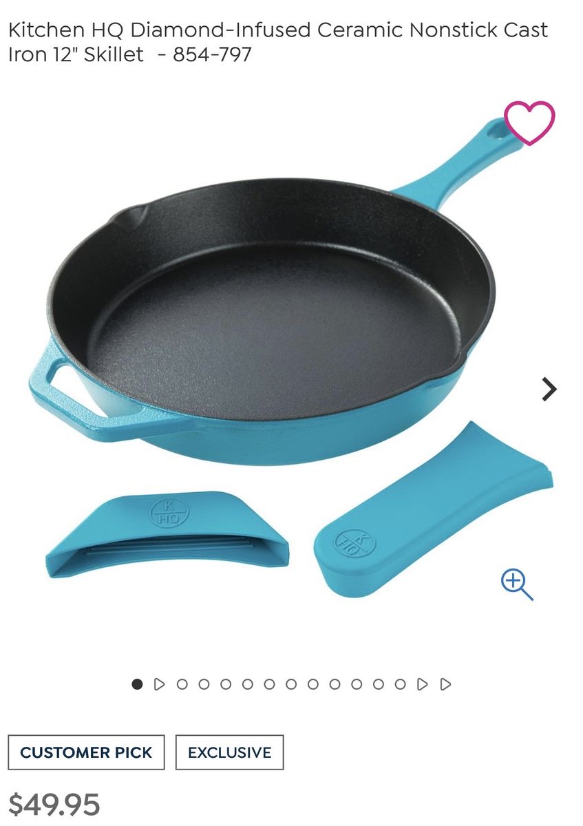 Kitchen HQ Nonstick Cast Iron 12" Skillet. New RED