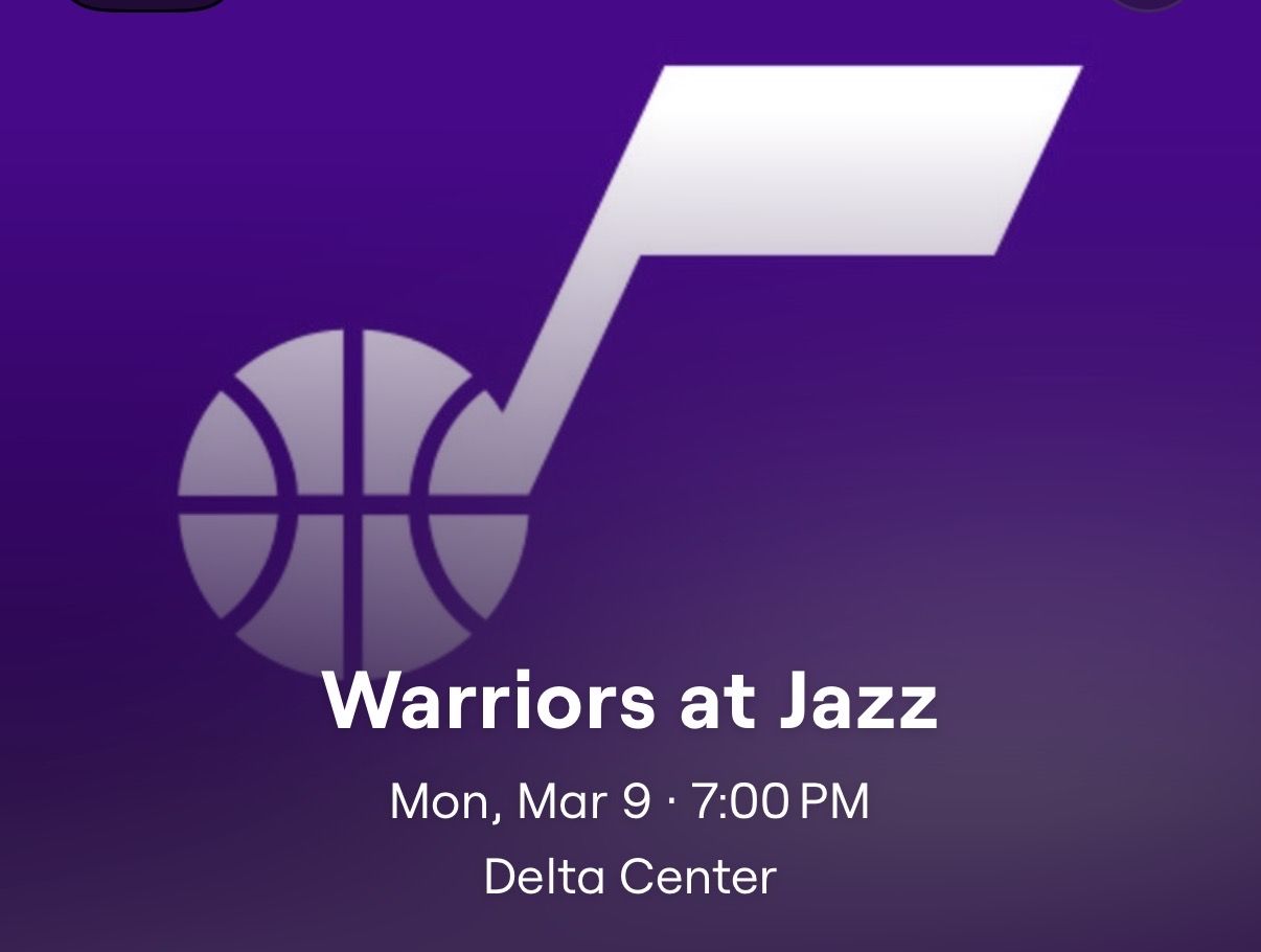 Warriors At Jazz | Row C, 2 Tickets, Black Desert