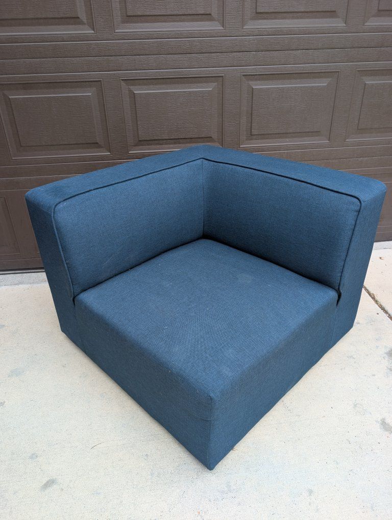 Blue Fabric Modular Sectional Corner Chair