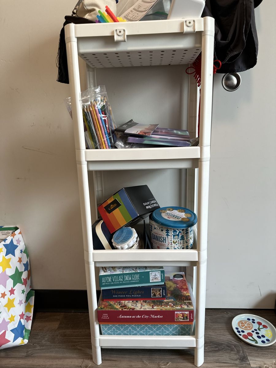 White Plastic 4-Tier Storage Shelf Unit - Versatile, Lightweight, Easy Assembly