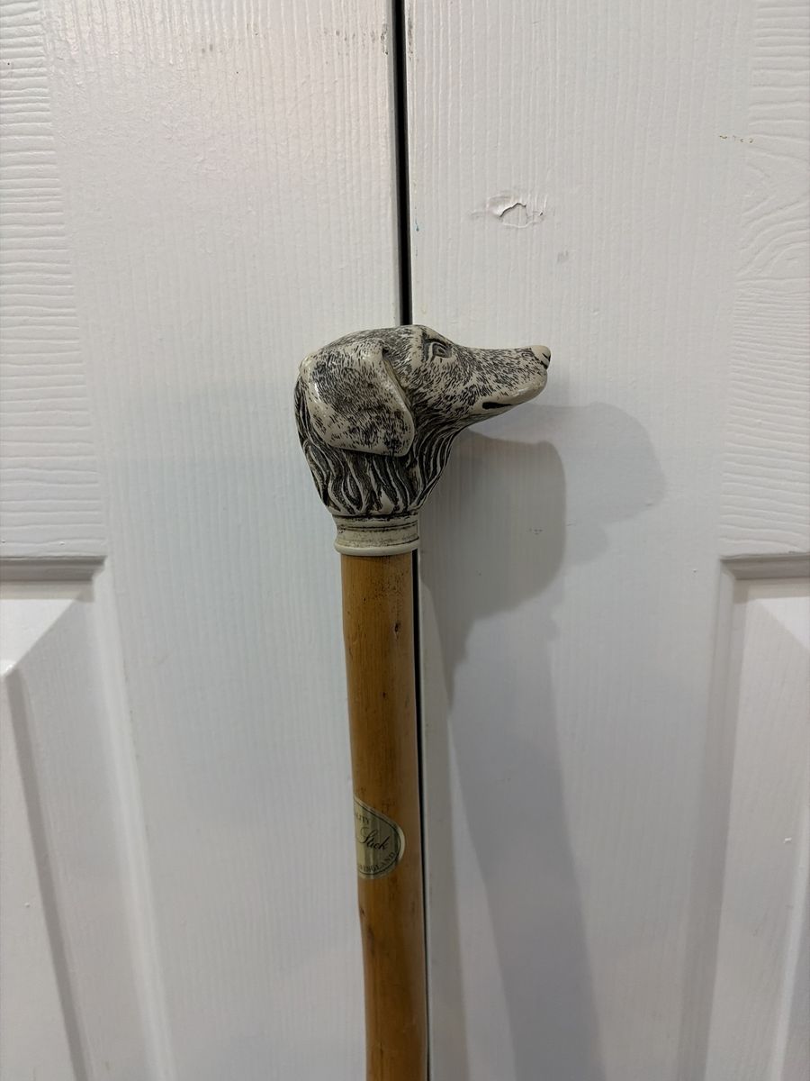 Vintage Dog Face Walk Stick(made In England)