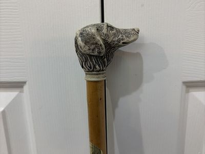 Vintage Dog Face Walk Stick(made In England)
