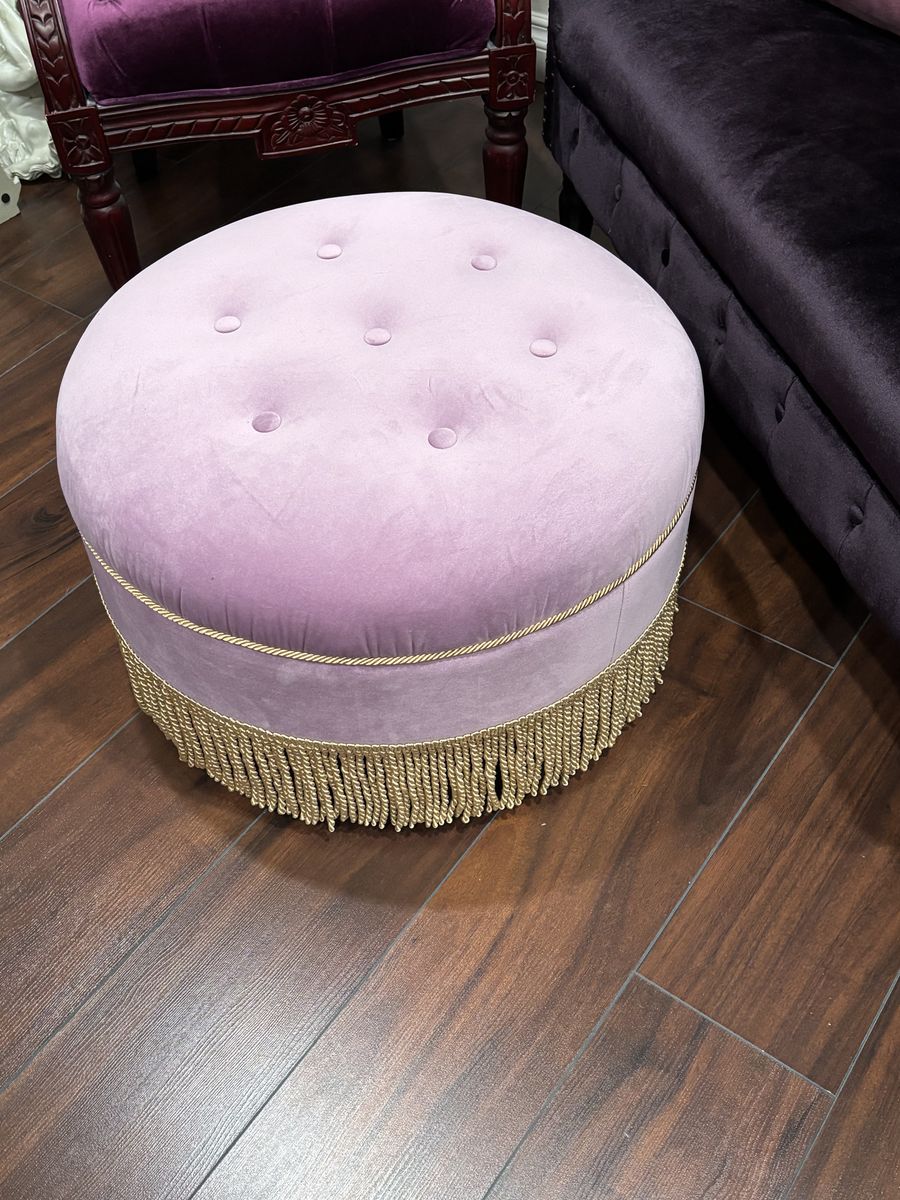REDUCED! Lavender Orchid Velvet 24" Round Ottoman $99
