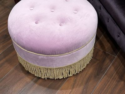 REDUCED! Lavender Orchid Velvet 24" Round Ottoman $99